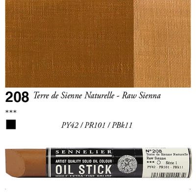 Olejová farba v tvare tyčinky Sennelier Oil Stick, 38 ml - 208, raw sienna