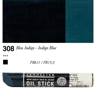 Olejová farba v tvare tyčinky Sennelier Oil Stick, 38 ml - 308, indigo blue