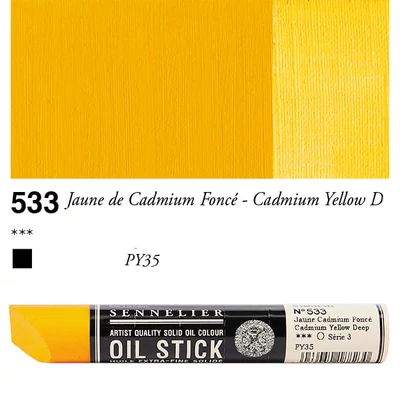 Olejová farba v tvare tyčinky Sennelier Oil Stick, 38 ml - 533, cadmium yellow deep