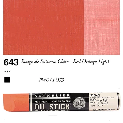 Olejová farba v tvare tyčinky Sennelier Oil Stick, 38 ml - 643, red orange light