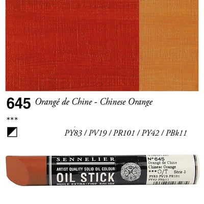 Olejová farba v tvare tyčinky Sennelier Oil Stick, 38 ml - 645, chinese orange