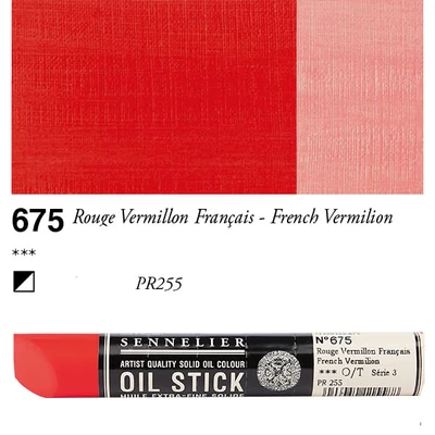 Olejová farba v tvare tyčinky Sennelier Oil Stick, 38 ml - 675, french vermilion