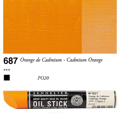 Olejová farba v tvare tyčinky Sennelier Oil Stick, 38 ml - 687, kadmium orange