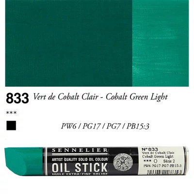 Olejová farba v tvare tyčinky Sennelier Oil Stick, 38 ml - 833, cobalt green light