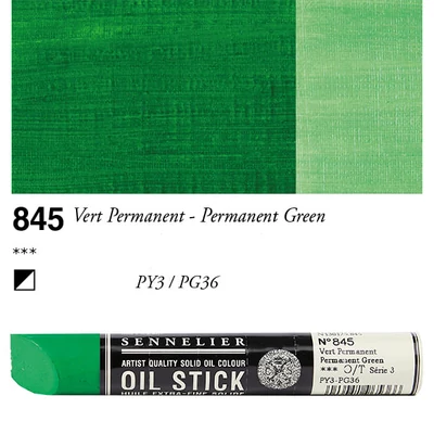 Olejová farba v tvare tyčinky Sennelier Oil Stick, 38 ml - 845, permanent green