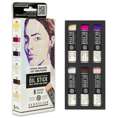 Sada olejových farieb v tvare tyčinky Sennelier Oil Stick - 6x12 ml, light tones portrait