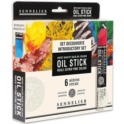Sada olejových farieb v tvare tyčinky Sennelier Oil Stick - 6x38 ml, introductory set