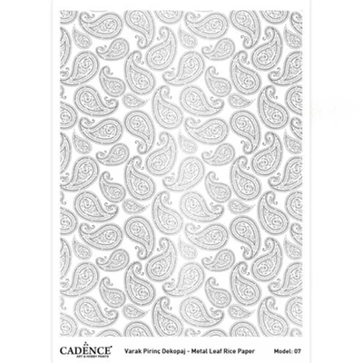 Ryžový papier, Cadence, strieborná metalíza, A3 - paisley