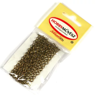 Kovová retiazka na výrobu šperkov, 2 m - antikovaná bronzová farba, 3x4 mm