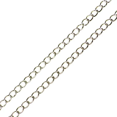 Kovová retiazka na výrobu šperkov, 2 m - rodium, 3x6 mm