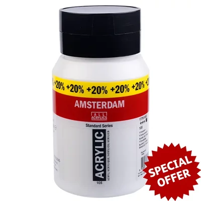 Akrylová farba Talens Amsterdam, 600 ml - 105, titanium white