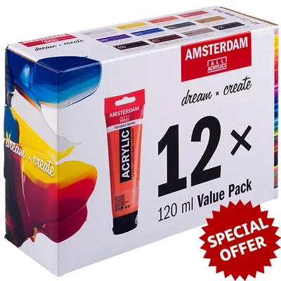 Sada akrylových farieb Talens Amsterdam - 12x120 ml, Value pack