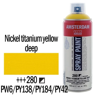 Akrylová farba v spreji na vodnej báze Talens Amsterdame, 400 ml - 280, nickel titanium yellow deep
