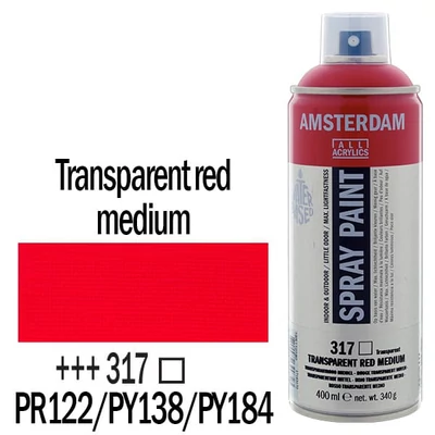 Akrylová farba v spreji na vodnej báze Talens Amsterdam, 400 ml - 317, transparent red medium