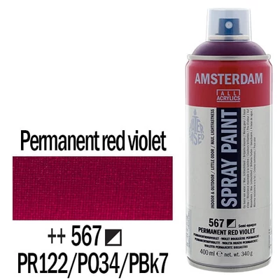 Akrylová farba v spreji na vodnej báze Talens Amsterdam, 400 ml - 567, permanent red violet