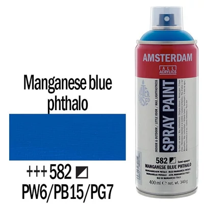 Akrylová farba v spreji na vodnej báze Talens Amsterdam, 400 ml - 582, manganese blue phthalo
