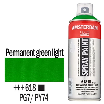 Akrylová farba v spreji na vodnej báze Talens Amsterdam, 400 ml - 618, permanent green light