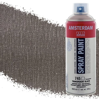 Akrylová farba v spreji na vodnej báze Talens Amsterdam, 400 ml - 745, black transparent