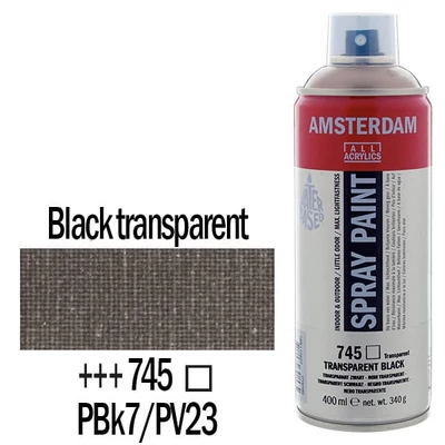 Akrylová farba v spreji na vodnej báze Talens Amsterdam, 400 ml - 745, black transparent