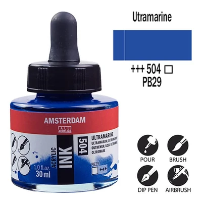 Akrylový atrament Talens Amsterdam, 30 ml - 504, ultramarine