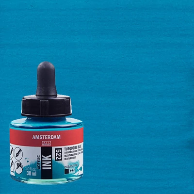 Akrylový atrament Talens Amsterdam, 30 ml - 522, turquoise blue
