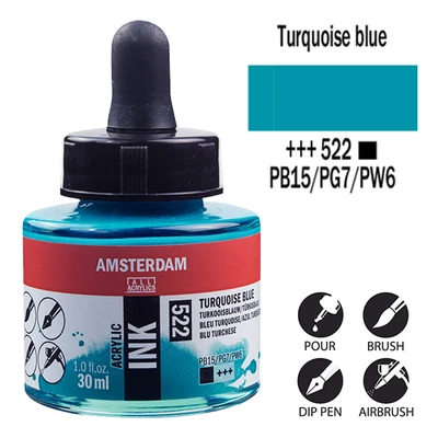 Akrylový atrament Talens Amsterdam, 30 ml - 522, turquoise blue