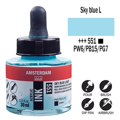 Akrylový atrament Talens Amsterdam, 30 ml - 551, sky blue light