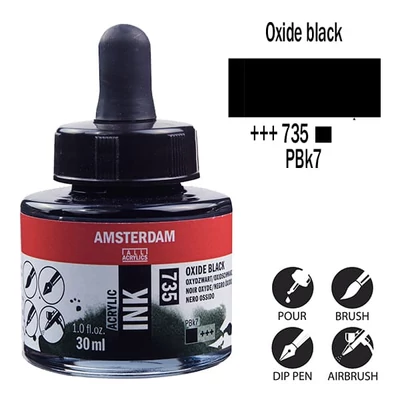 Akrylový atrament Talens Amsterdam, 30 ml - 735, oxide black