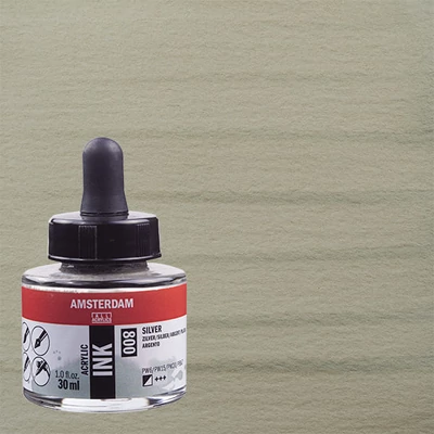 Akrylový atrament Talens Amsterdam, 30 ml - 800, silver