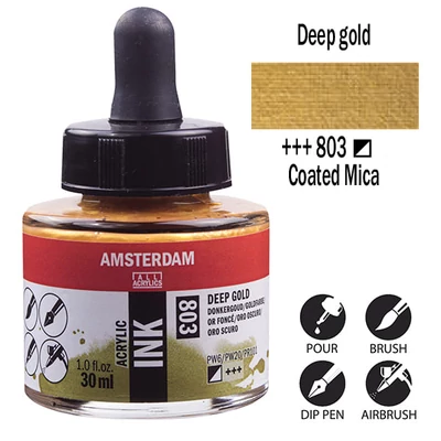 Akrylový atrament Talens Amsterdam, 30 ml - 803, deep gold