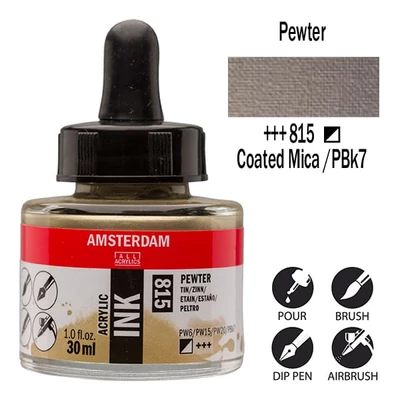 Akrylový atrament Talens Amsterdam, 30 ml - 815, pewter