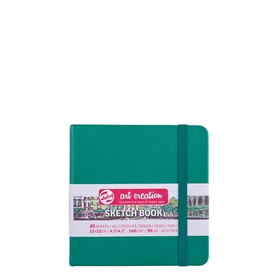 Náčrtník a skicár Talens Art Creation Sketch Book, 140 g, 80 listov - 12x12 cm, tmavozelený