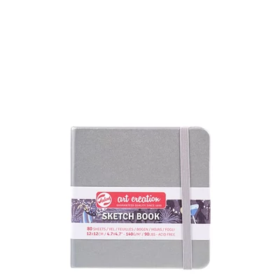 Náčrtník a skicár Talens Art Creation Sketch Book, 140 g, 80 listov - 12x12 cm, strieborný