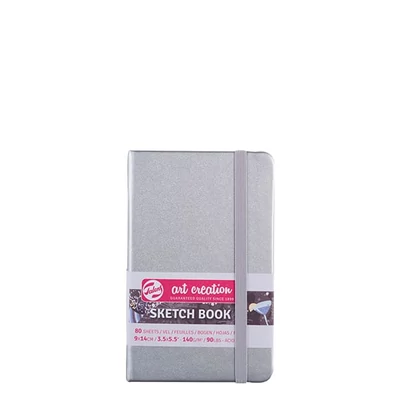 Náčrtník a skicár Talens Art Creation Sketch Book, 140 g, 80 listov - 9x14 cm, strieborný