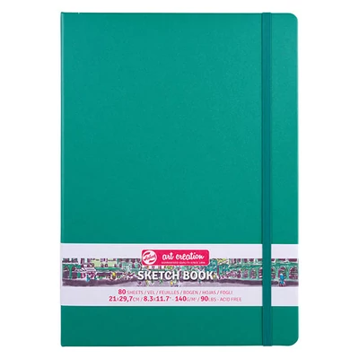 Náčrtník a skicár Talens Art Creation Sketch Book, 140 g, 80 listov - A4, tmavozelený