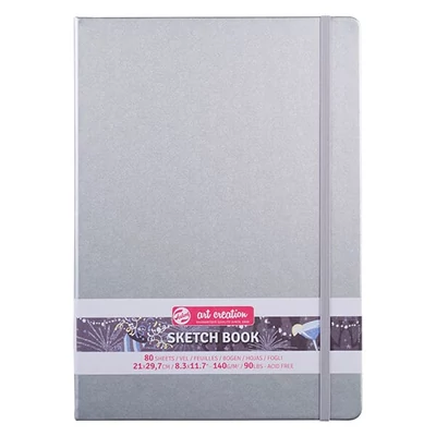 Náčrtník a skicár Talens Art Creation Sketch Book, 140 g, 80 listov - A4, strieborný