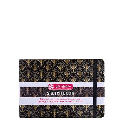 Náčrtník a skicár Talens Art Creation Sketch Book, 140 g, 80 listov - A5 na šírku, Art Deco