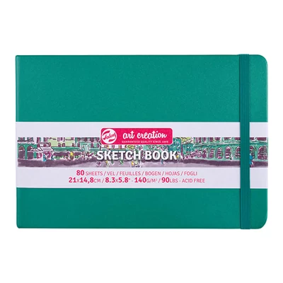 Skicár a náčrtník Talens Art Creation Sketch Book, 140 g, 80 listov- A5 ležiaci, tmavozelený