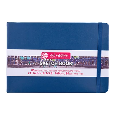 Náčrtník a skicár Talens Art Creation Sketch Book, 140 g, 80 listov - A5 na šírku, námornícky modrý