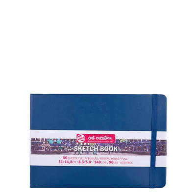 Náčrtník a skicár Talens Art Creation Sketch Book, 140 g, 80 listov - A5 na šírku, námornícky modrý