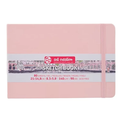Náčrtník a skicár Talens Art Creation Sketch Book, 140 g, 80 listov - A5 na šírku, pastelovo ružový