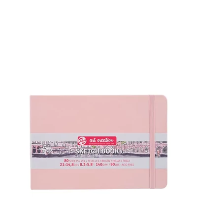 Náčrtník a skicár Talens Art Creation Sketch Book, 140 g, 80 listov - A5 na šírku, pastelovo ružový