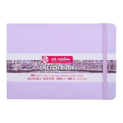 Náčrtník a skicár Talens Art Creation Sketch Book, 140 g, 80 listov - A5 na šírku, pastelovo fialový