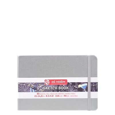Náčrtník a skicár Talens Art Creation Sketch Book, 140 g, 80 listov - A5 na šírku, strieborný