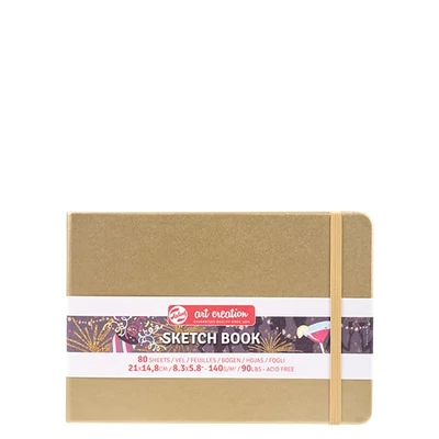 Náčrtník a skicár Talens Art Creation Sketch Book, 140 g, 80 listov - A5 na šírku, farba bieleho zlata