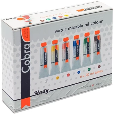 Sada olejových farieb na vodnej báze Talens Cobra Study, 6x20 ml