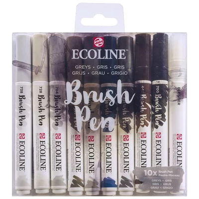 Sada akvarelových popisovačov Talens Ecoline Brush Pen - 10 ks, Grey