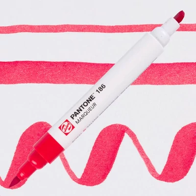 Obojstranný štetcový popisovač Talens Pantone - 186