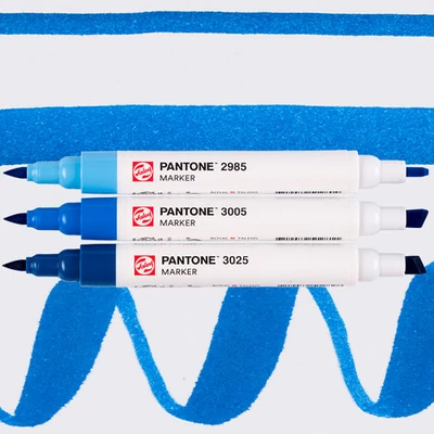 Sada obojstranných štetcových popisovačov Talens Pantone - 3 ks, Blue
