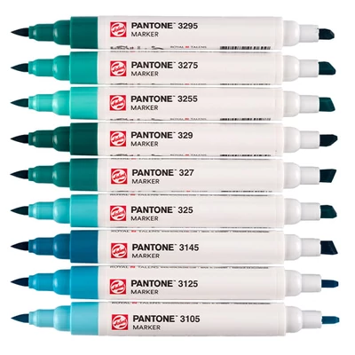 Sada obojstranných štetcových popisovačov Talens Pantone - 9 ks, Blue green